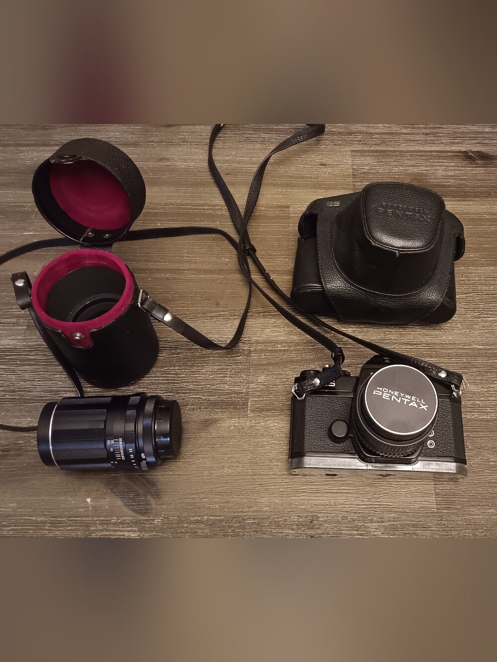 Pentax Black Film Camera with Matching Lens and Case